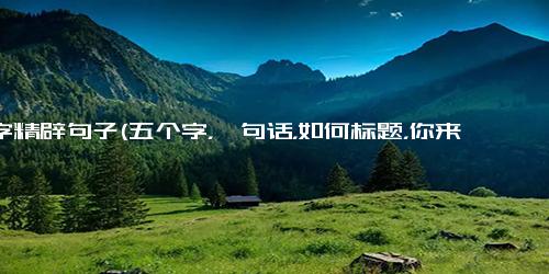 五字精辟句子(五个字，一句话，如何标题，你来试一试)