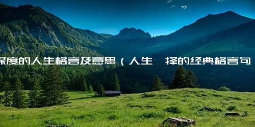 有深度的人生格言及意思（人生抉择的经典格言句子）