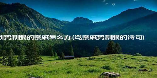 遇到势利眼的亲戚怎么办(骂亲戚势利眼的诗句)