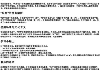 呜呼拼音怎么写的拼音怎么写呀.docx免费下载(word版可打印)