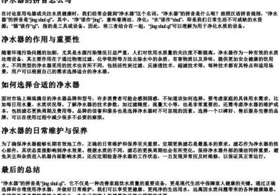 净水器的拼音怎么写.docx免费下载(word版可打印)