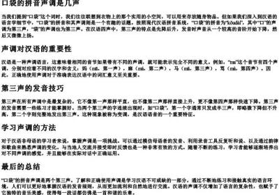 口袋的拼音声调是几声.docx免费下载(word版可打印)
