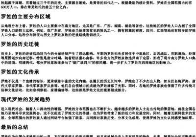罗姓的姓氏分布.docx免费下载(word版可打印)