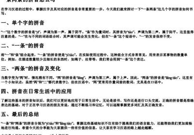 一条两条的拼音怎么写.docx免费下载(word版可打印)
