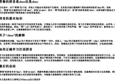 野兽的拼音是zhao还是zhao.docx免费下载(word版可打印)