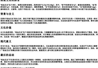 浴血无名的拼音.docx免费下载(word版可打印)