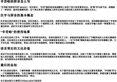 辛苦啦的拼音怎么写.docx免费下载(word版可打印)
