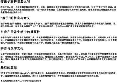 拧盖子的拼音怎么写.docx免费下载(word版可打印)