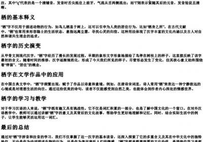 栖字的拼音和注音.docx免费下载(word版可打印)