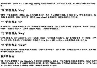 同一方向的拼音怎么写.docx免费下载(word版可打印)