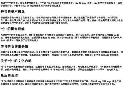 宁的拼音怎么写的拼音怎么写.docx免费下载(word版可打印)