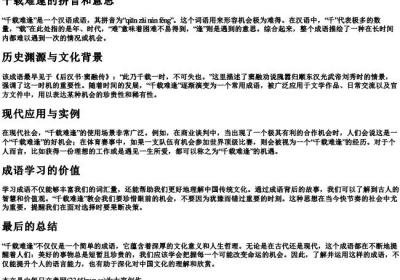 千载难逢的拼音和意思.docx免费下载(word版可打印)