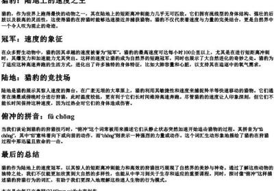 猎豹,冠军,陆地,俯冲的拼音.docx免费下载(word版可打印)