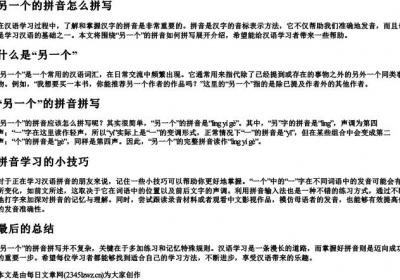 另一个的拼音怎么拼写.docx免费下载(word版可打印)