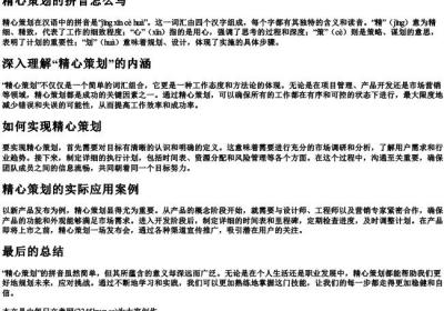 精心策划的拼音怎么写.docx免费下载(word版可打印)