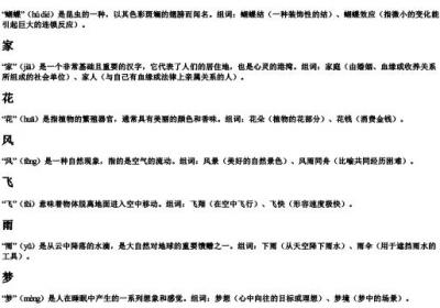 蝴蝶的家的识字表的拼音和组词.docx免费下载(word版可打印)