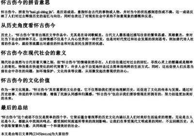 怀古伤今的拼音意思.docx免费下载(word版可打印)