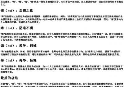 悔晦诲侮的区别和的拼音.docx免费下载(word版可打印)