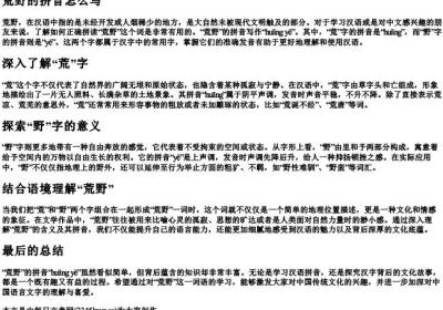 荒野的拼音怎么写.docx免费下载(word版可打印)