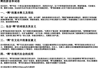 辉的拼音和词语.docx免费下载(word版可打印)