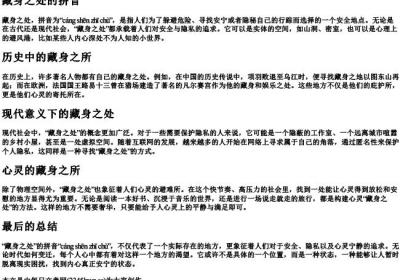 藏身之处的拼音.docx免费下载(word版可打印)