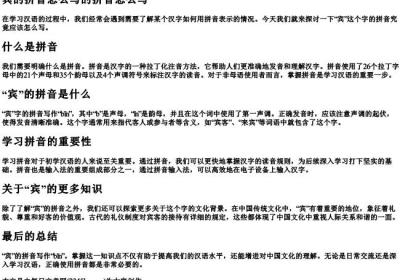 宾的拼音怎么写的拼音怎么写.docx免费下载(word版可打印)