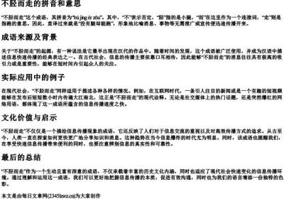 不胫而走的拼音和意思.docx免费下载(word版可打印)