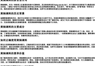 黄焖调料的拼音怎么写.docx免费下载(word版可打印)