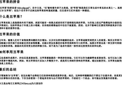 丑苹果的拼音.docx免费下载(word版可打印)