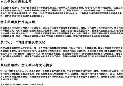 小儿子的拼音怎么写.docx免费下载(word版可打印)