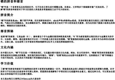 销的拼音和部首.docx免费下载(word版可打印)