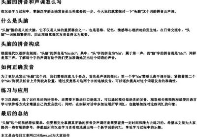 头脑的拼音和声调怎么写.docx免费下载(word版可打印)