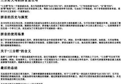 三分野大写的拼音怎么写.docx免费下载(word版可打印)