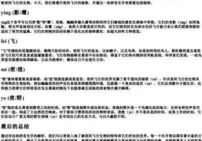 夜间飞行的秘密的拼音生字组词.docx免费下载(word版可打印)