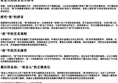 夜怎么的拼音怎么拼写.docx免费下载(word版可打印)