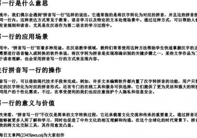 拼音写一行是什么意思.docx免费下载(word版可打印)