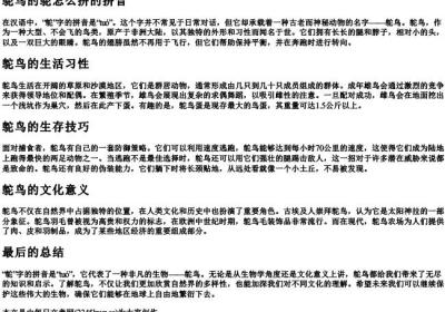 鸵鸟的鸵怎么拼的拼音.docx免费下载(word版可打印)