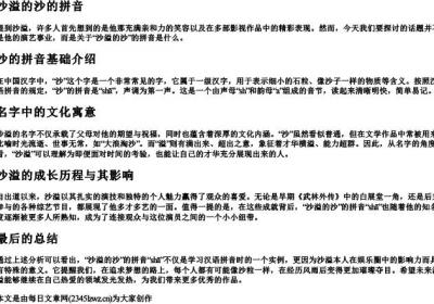 沙溢的沙的拼音.docx免费下载(word版可打印)