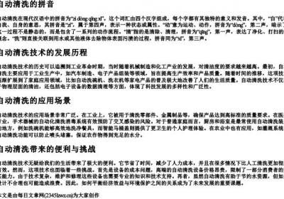自动清洗的拼音.docx免费下载(word版可打印)