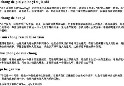 尊重的拼音和意思解释.docx免费下载(word版可打印)