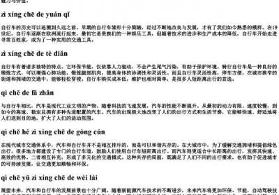自行车的拼音字.docx免费下载(word版可打印)