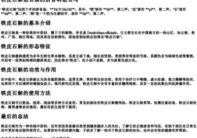 铁皮石斛怎么读的拼音啊怎么写.docx免费下载(word版可打印)